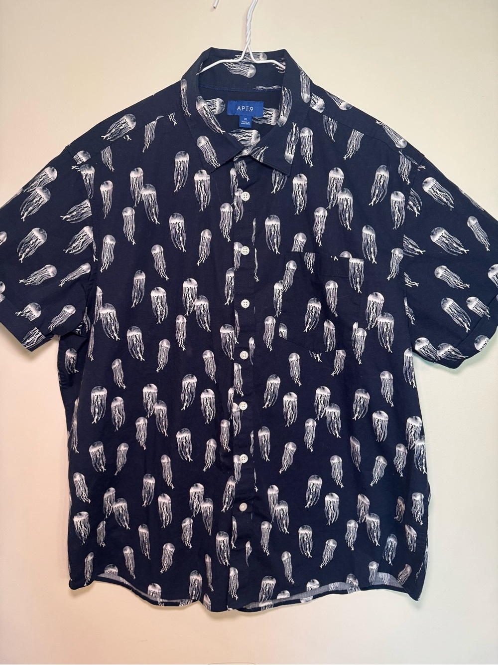 Apt. 9 Navy Short-Sleeve Jellyfish Print Button-Up Shirt